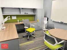 Steelcase Modular Workstation with (4) Side Cabinet, Whiteboards, Round Table: 36