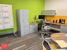 Steelcase Modular Workstation with Side Cabinet, (2) Whiteboards, Round Table and (3) Chairs (IT