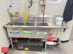 John Boos 3-Bowl S/S Wash Sink with Sprayer and Grease Trap and Safety Sign