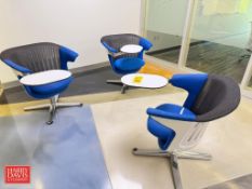 Blue Swivel Lounge Chairs with Tablet Arm