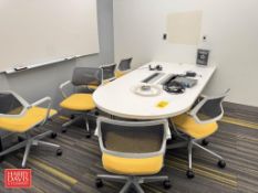 Half Round Table with Chairs and Whiteboard