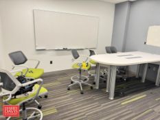 Round Edge Conference Table with (6) Chairs and Whiteboard
