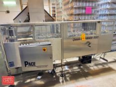 Pace S/S Bottle Unscrambler, Model: M400, S/N: 1690 and Feed Hopper: 75 Cu Ft, S/N: 1716