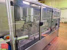 D&L 5 Gallon S/S Bottle Filler and Rinser, Model: UP360, S/N: D1013 with Roller Conveyor