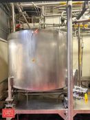 500 Gallon S/S Dome-Top, Dish-Bottom Blend Tank with Horizontal Lower Side Wall Prop Agitator