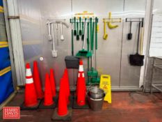 (8) Cones, Brooms, Brushes and Dust Pans