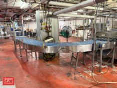 S/S Frame Conveyor with 6-Lane Conveyor: 23’ x 24” Laner with Drive and Vacuum Pack Off Device