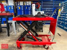 Pneumatic Portable Elevating Work Cart with Set of Welding Cables and NEW Stainless Welding Rod