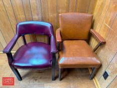 Desk, Office Chair, (2) Leather Chairs and File Cabinet (Tech Not Included)