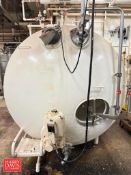 Crepaco 1,000 Gallon Jacketed S/S Tank with Horizontal Agitation, Spray Ball, 2” Clamp Outlet and