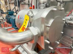APV Positive Displacement Pump, S/N: 2316244 with 7.5 HP 1,720 RPM Motor: Mounted on S/S Base with