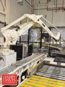 Blue Print Automation Robot Depalletizer Cell with Table Conveyor, ABB Controls, Model: IRC2004, Cag