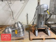 Hobart 3-Phase Mixer, Model: H.600T, S/N: 11-326-422 with (2) Whisks, (1) Paddle, (3) Bowls and (3)