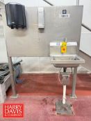 S/S Knee Operated Hand Sink with S/S Backsplash and Paper Towel and Soap Dispenser