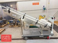 S/S Incline Belt Conveyor: 7.5’ x 12” with Drive: Mounted on Portable Motorized Cart