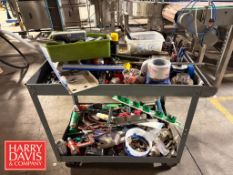 Cart with Contents, Including: Nuts, Bolts, Clamps, Sockets, Hand Tools, Drill with Battery, Fitting