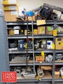 Storage Rack with Contents, Including: Baldor, Lesson and Marathon Motors 1/3 HP-5 HP, Draft