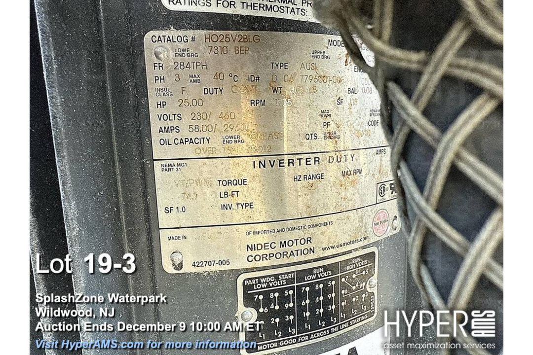 Nidec 25HP Electric Motor 284TP, 230/460V, 1775 RPM, 3-Phase, Model BF40, with pump - Image 3 of 7