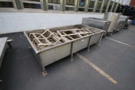 S/S Single Wall Container, with S/S Rail, OD: 10 ft. 3” L x 4 ft. 4” W x 21” Deep, Mounted on S/S Le