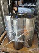 (4) NEW S/S TRASH CANS WITH TOP WIPE DISPENSER