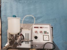 Used Dispermat Model SL-M5 horizontal bead mill. 50/60 HZ. 230 Volt. Amp 10. SN 04219097. Built