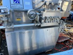 Used Waukesha Cherry Burrel homogenizer model 500. Capacity 155 GPH. 3000 PSI. 7.5Hp. SN