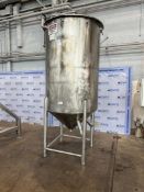 Aprox. 500 Gal. S/S Single Wall Tank, Vessel Dims.: Aprox. 70
