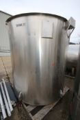 Viatec 1,600 Gallon S/S Vertical Tank, Model OVS, SN 54413-2, Open To, 1.5