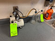 WELCH VACUUM PUMP WITH (2) GRADUATED CYLINDERS
