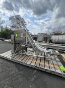 HARRIS PORTABLE S/S INCLINE CONVEYOR, MODEL H-V-I-14-65, S/N 80895-1, WITH RULMECA MOTORIZED 138LS