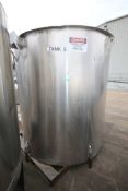 Viatec 1,600 Gallon S/S Vertical Tank, Model OVS, SN 54413-2, Open To, 1.5