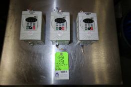 Lot of (3) Automation Direct VFDs, Including (1) 3 hp SN GS2-43P0+W751038 & (2) 2 hp SN GS2-42P0+W01