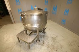 2012 Groen 150 Gallon S/S Jacketed Kettle, Model 150D, SN 75696-1-1, with Hinged Lid, 2