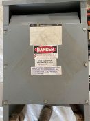 Square D Company Transformer. KVA: 15, WT: 200, Hz: 60 Hz, H.V.: 480, H.V. Amps: 18, L.V.: 208Y/120.