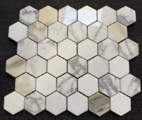 (1) Crate. 420sf Mosaic Calcatta 2 Hexagon Polished Mosaic