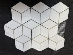 (1) Crate. 300sf Mosaic Dolomite 3D 4 Hexagon Honed