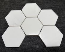 (1) Crate. 300sf Mosaic Dolomite 4 Hexagon Polished