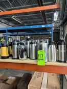 LOT OF ASSORTED COFFEE DECANTERS/ SELF SERVE COFFEE DISPENSERS