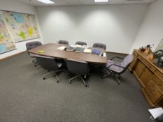 CONFERENCE TABLE WITH (7) CHAIRS ON WHEELS