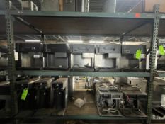 LOT OF ASSORTED COFFEE BREWERS (MIDDLE & BOTTOM SHELF)