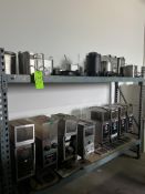 LOT OF ASSORTED COFFEE BEAN GRINDERS (INCLUDES CONTENTS ON TOP SHELF)