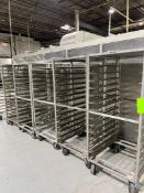 (6) STAINLESS STEEL DOUBLE SECTION SIDE LOAD PAN RACK HOLDS TO 28 PANS DIMENSIONS (18 X 26)