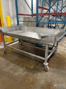 STAINLESS STEEL PUSH TABLE ON WHEELS APPROX. 84L X 44W