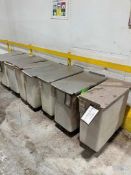 (8) PLASTIC TOTES ON WHEELS