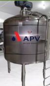 APV Aprox. 1,000 Gal. Steam Jacketed Scrape Surface Cone-Bottom Processor, 304 S/S Tank, 75 psi