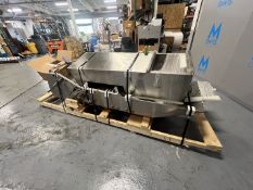 S/S VIBRATORY SHAKER DECK, APPROX. 96 IN. LONG X 24 IN W, WITH PNEUMATIC GATE VALVE, BELIEVED TO WOR