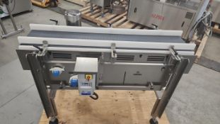 Nercon Sanitary Conveyor, all in stainless steel. Belt dimensions 12 Inch large x 60 Inch long, 38
