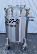 Walker 50 Gallon Jacketed Pressure Tank. 316L Stainless Steel. Top lid (2) 5” diameter outlet (3) 2”