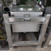 Sanitary Stainless Steel Tote. 75gal, 284lit, 10 sf. 32'' x 32'' x 46'' Conic botton 4 inch