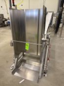 S/S PNEUMATIC DUMPER, PREVIOUSLY UTILIZED TO FEED PRODUCE OR WAST INTO INCLINE CONVEYOR, APPROX.
